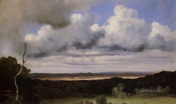 Fontainebleau Tormenta sobre las llanuras al aire libre Romanticismo Jean Baptiste Camille Corot Pinturas al óleo